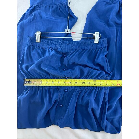 MM Couture sz M 100% Silk Strapless Cobalt Blue Jumpsuit Romper - Picture 6 of 7